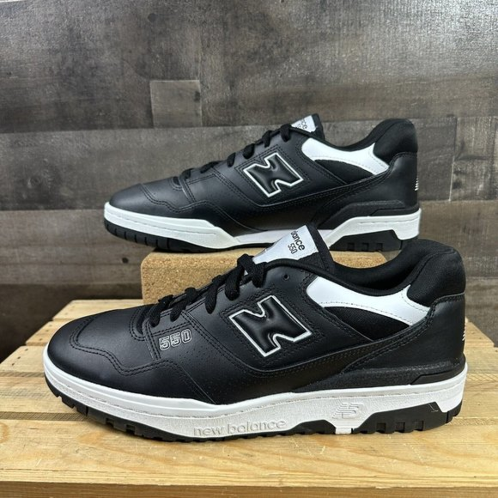 New Balance 550 Black White Leather Casual Shoes Size 11.5‎